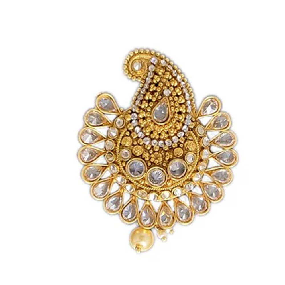 Hair Jewellery Manga design with White Kundan Stones