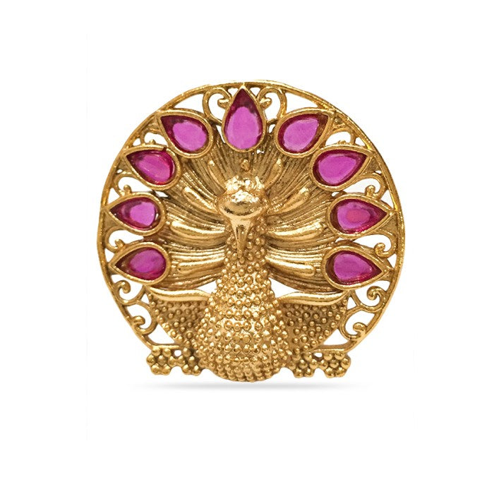 Gold Plated Ring With Peacock Design