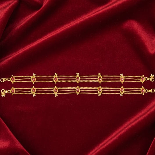 Red Stone Hanging Chain Anklet