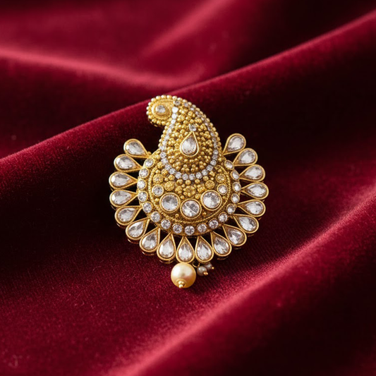 Hair Jewellery Manga design with White Kundan Stones