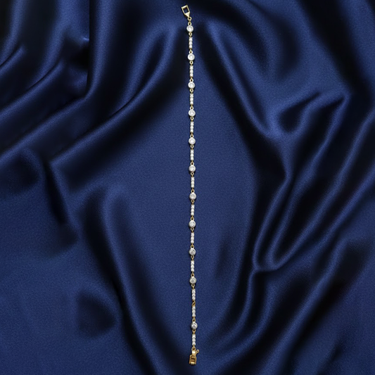 White Stone Triple Line Bracelet with Adjustable Link