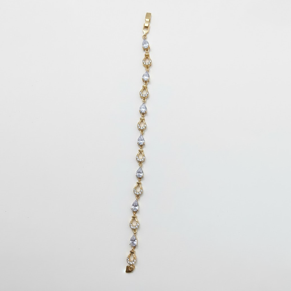 White Stone Leaf Model Bracelet with Adjustable Link