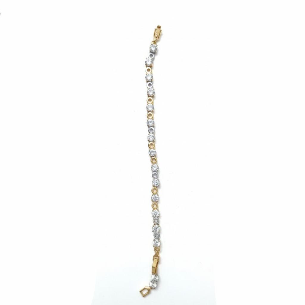 White Round Stone Bracelet with Adjustable Link