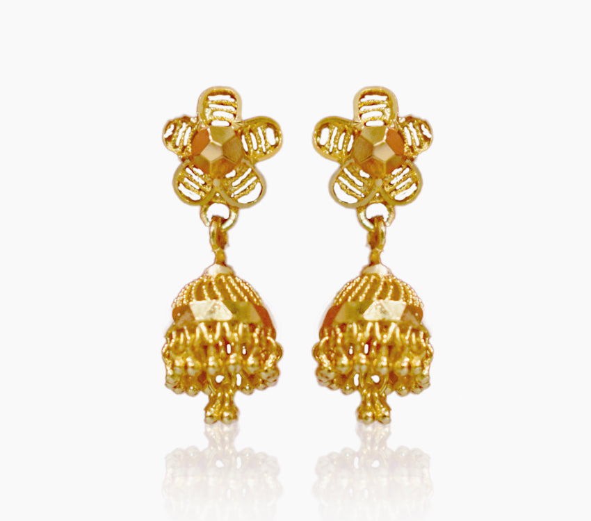 Jhumkas with Gold beads and umbrella model