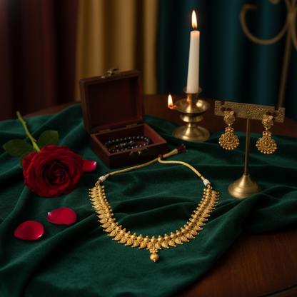 Gold Colour necklace with maanga design