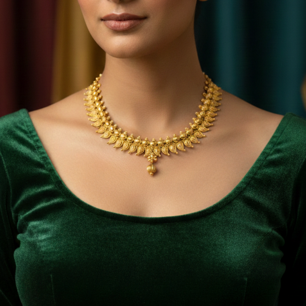 Gold Colour necklace with maanga design