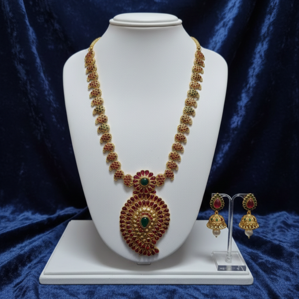 Long Length Manga Haram with Red and Green Stones