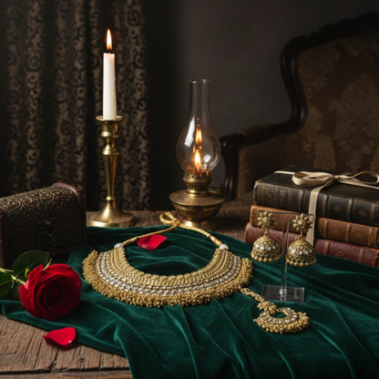 Kundan White Stones Choker with Earrings and Chutti