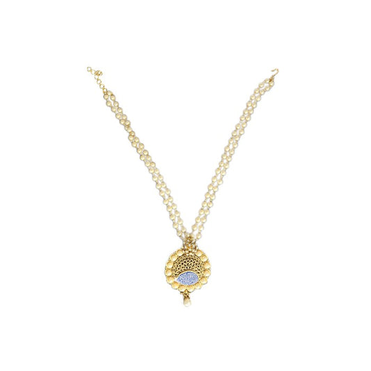 Gold Plated With White Balls Violed Color Desgin Necklace