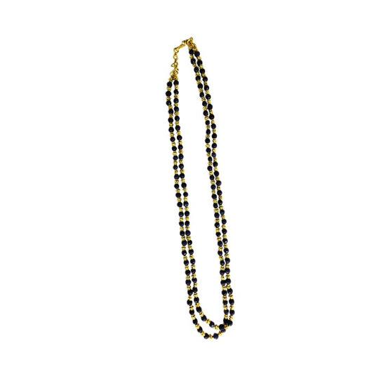Gold Plated With Black Ball Design Necklace