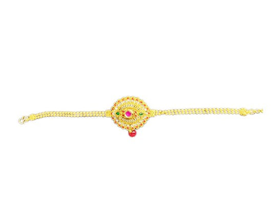 Gold Plated With Red ,Green ,Pink Stone Arm Braclet