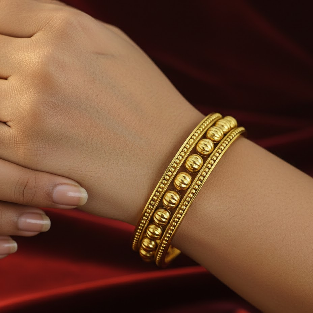 Antique Finish Gold Plated Round Bangle