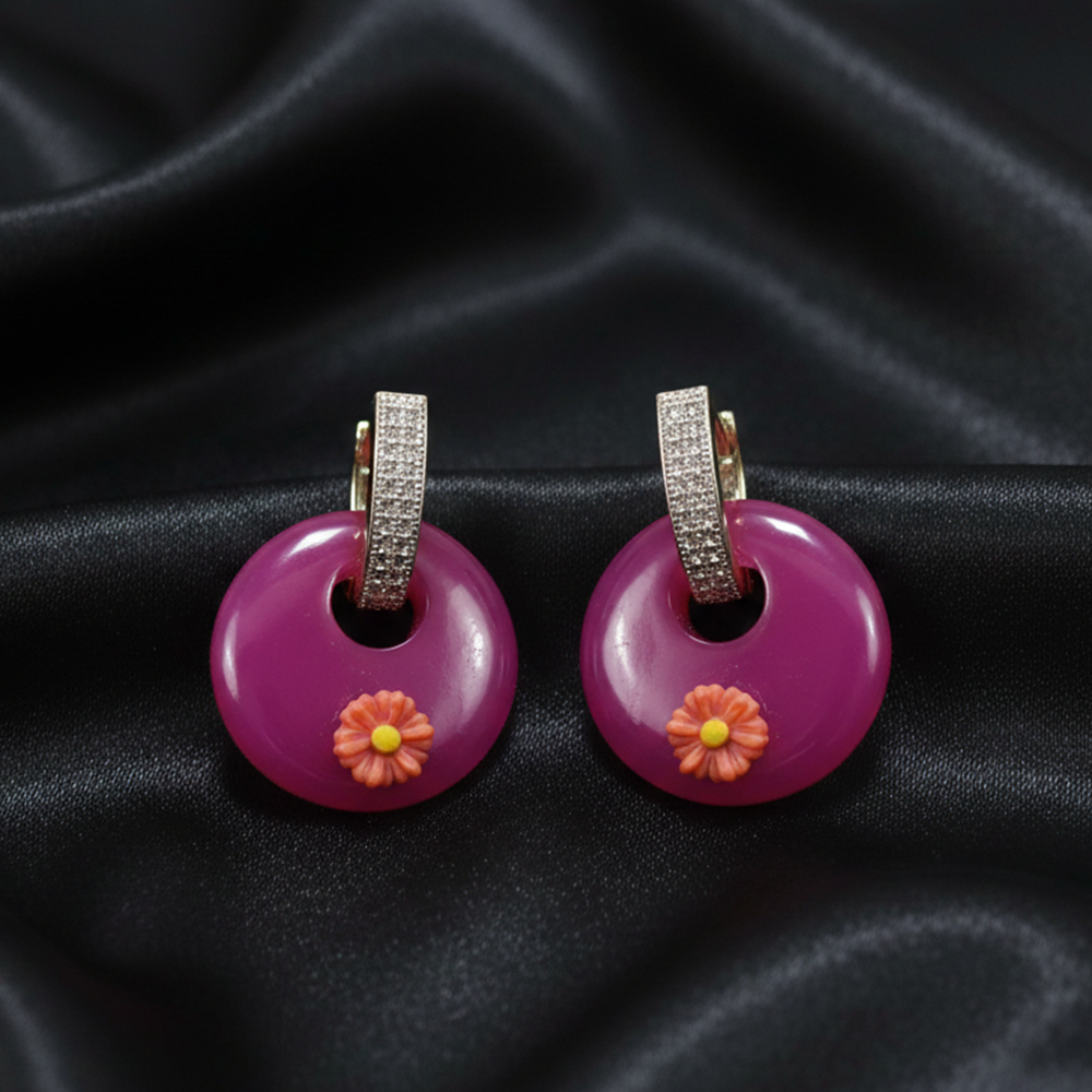 White Stone Loops with Hanging Color Drops