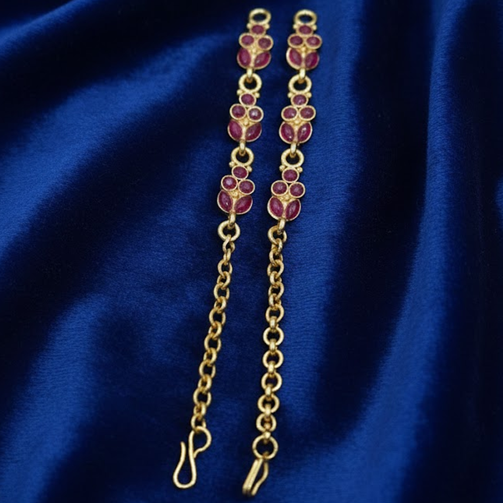 Red Stone Flower Pattern Ear Chain