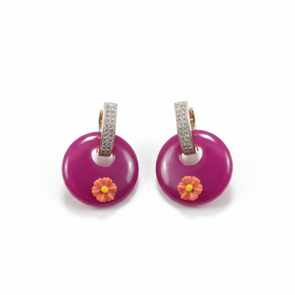 White Stone Loops with Hanging Color Drops
