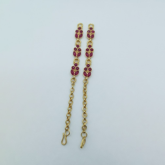 Red Stone Flower Pattern Ear Chain