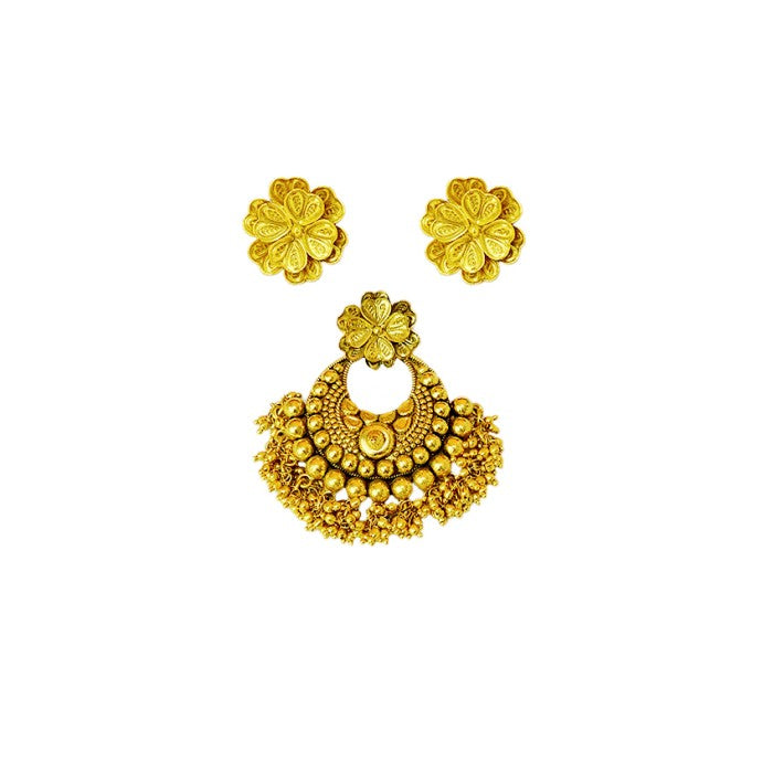 Gold plated dollar chain with flower and golden beads