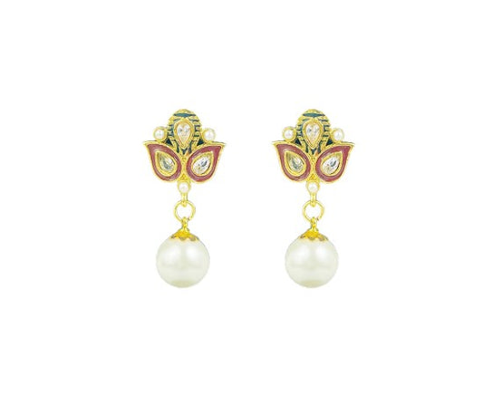 Gold plated with red and white pearl
