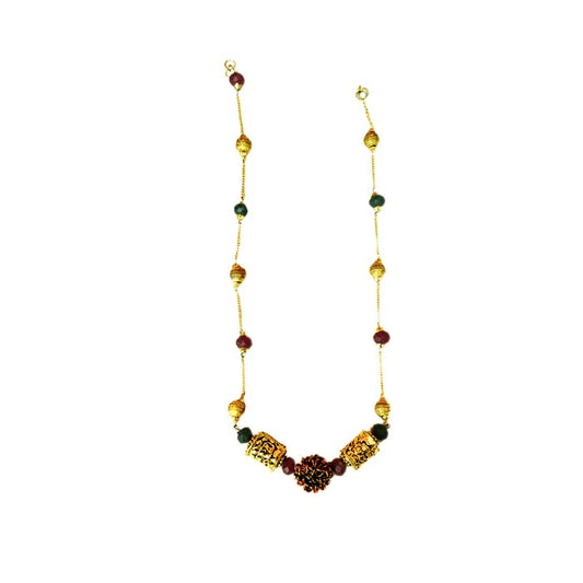 Gold plated multi color chain with bead