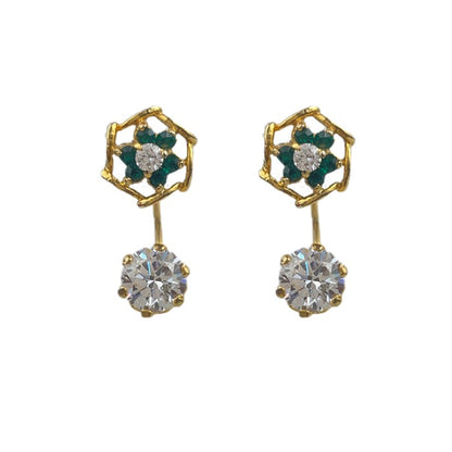 Gold plated with green and white stone studs