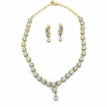 Gold Plated Artificial Big Round Stone Necklace