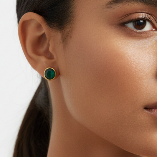 Single Stone Green Studs