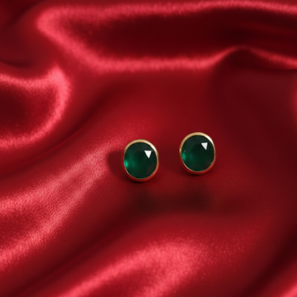 Single Stone Green Studs