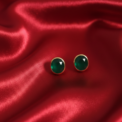 Single Stone Green Studs