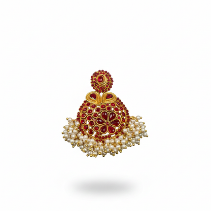 Red Stone with White Pearl Hanging Pendant