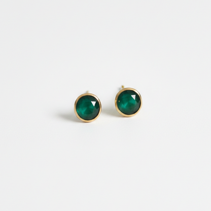 Single Stone Green Studs