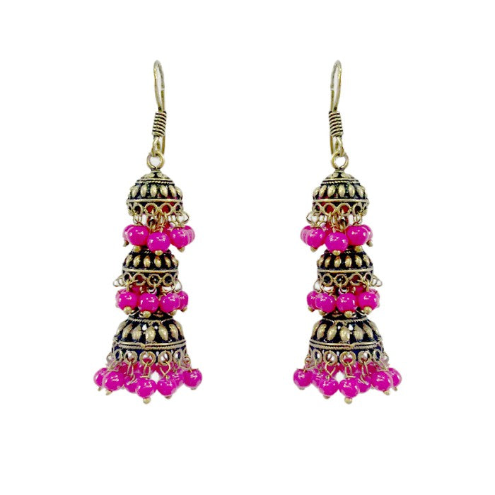 Oxidised Jhumkas with beads