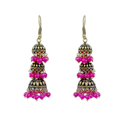 Oxidised Jhumkas with beads
