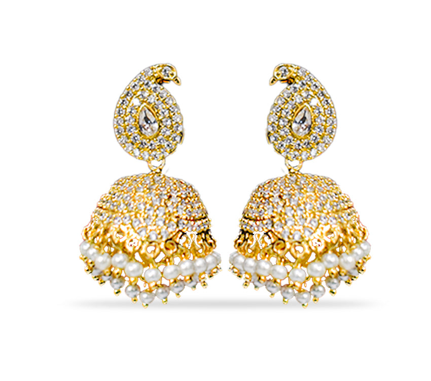Jhumkas with white pearls