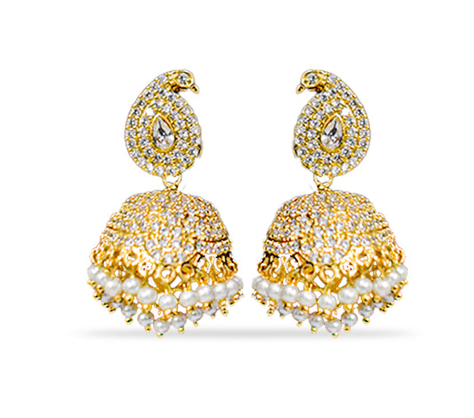 Jhumkas with white pearls