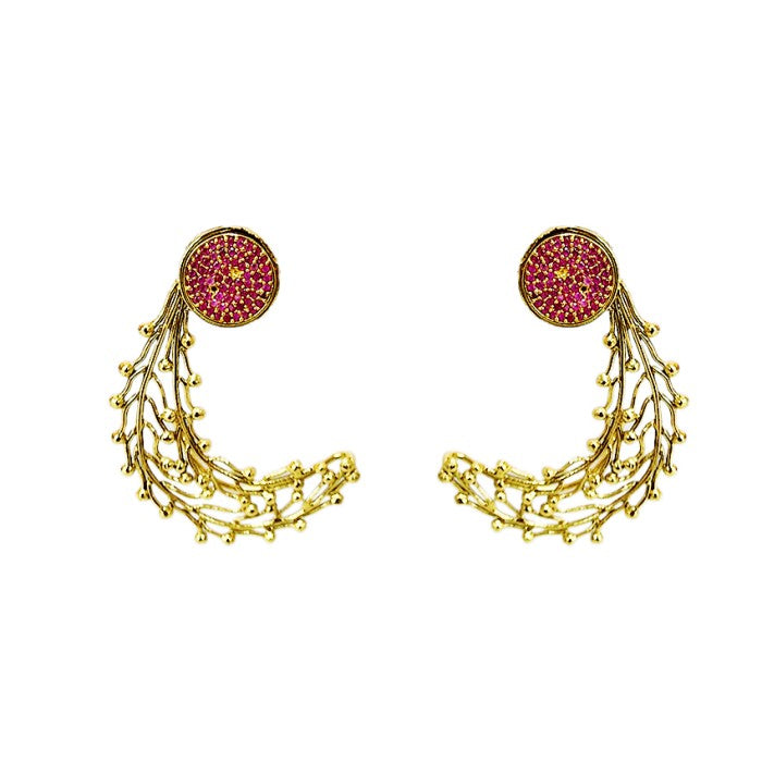 Gold Plated Earcuff With red stones