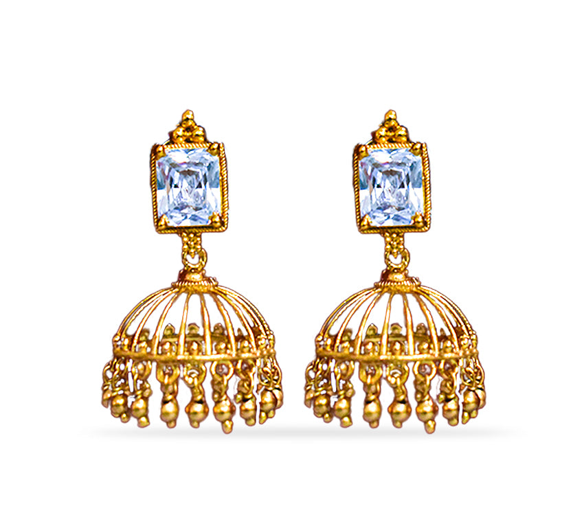 Jhumkas with white stone