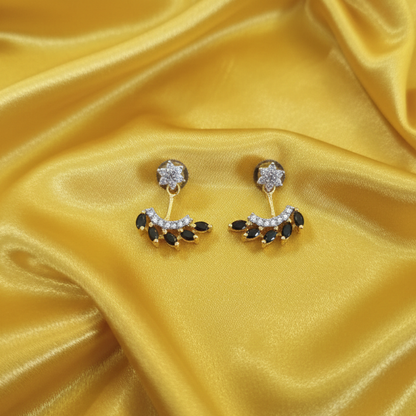 Back & Front Black and White Stones Earrings