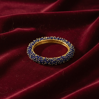 Gold Plated Bangles With Blue Beads