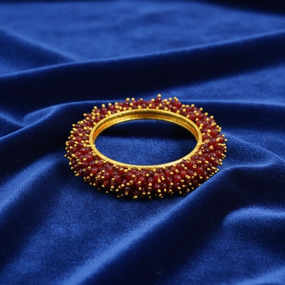 Gold Plated Bangles With Brown Beads