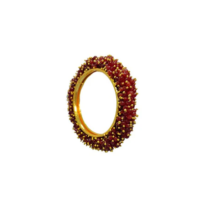 Gold Plated Bangles With Brown Beads