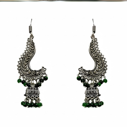 Oxidised Swirl Pattern Box Jhumka Hangings