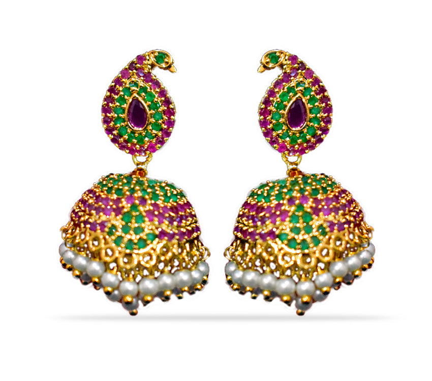 Jhumkas with white pearls