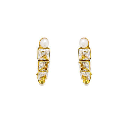 Three Layer White Kundan Stone Studs