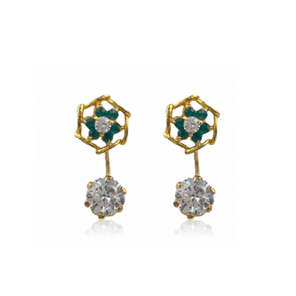 Green and White Stone Back & Front Studs