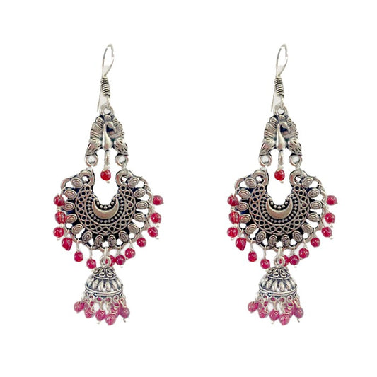 Oxidised Jhumkas with beads