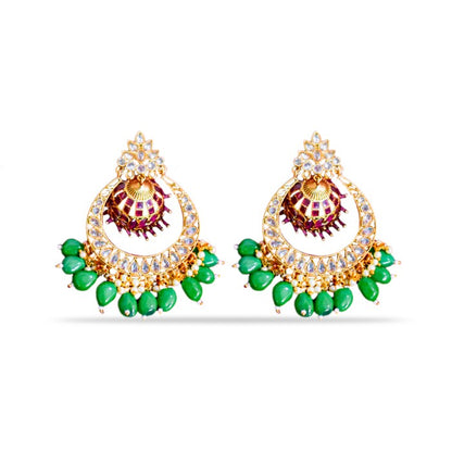 Drop Chandbali with Emerald and Ruby stone
