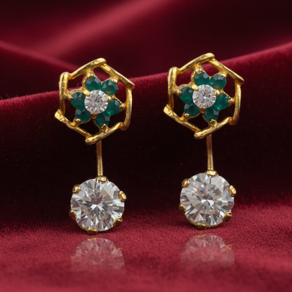 Green and White Stone Back & Front Studs
