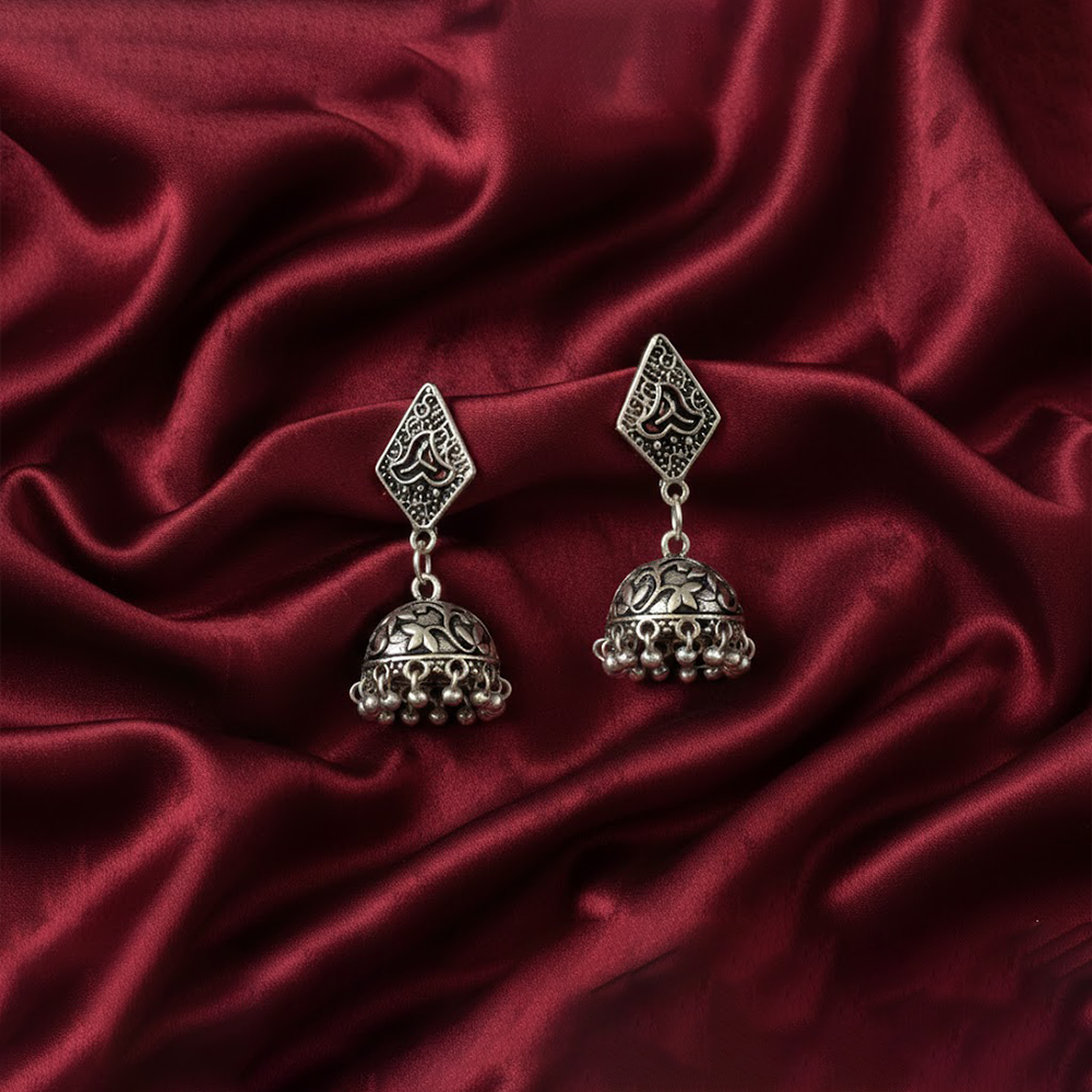 Diamond Stud Hanging Jhumka with Beads