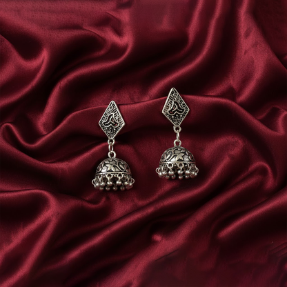 Diamond Stud Hanging Jhumka with Beads