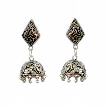 Diamond Stud Hanging Jhumka with Beads